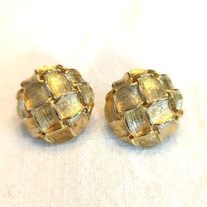 Gold Tone Basket Weave Earrings